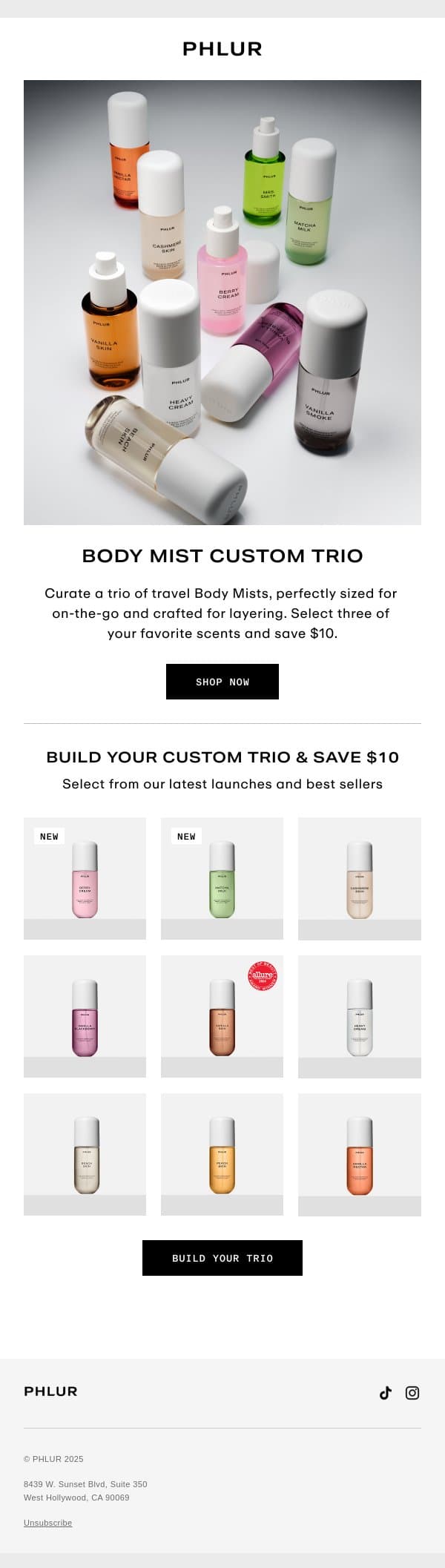 Your Perfect Trio - Save $10 email from Phlur screenshot