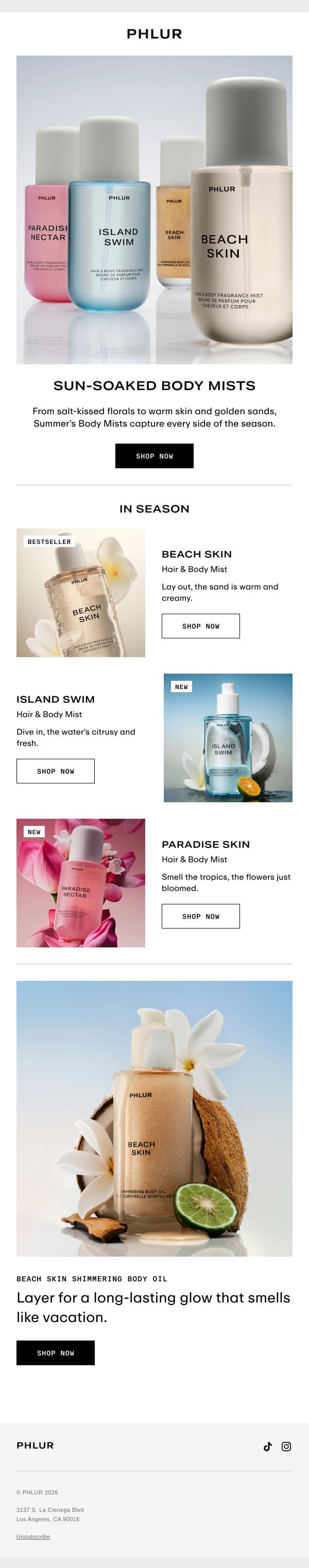 Summer’s Favorites email from Phlur screenshot
