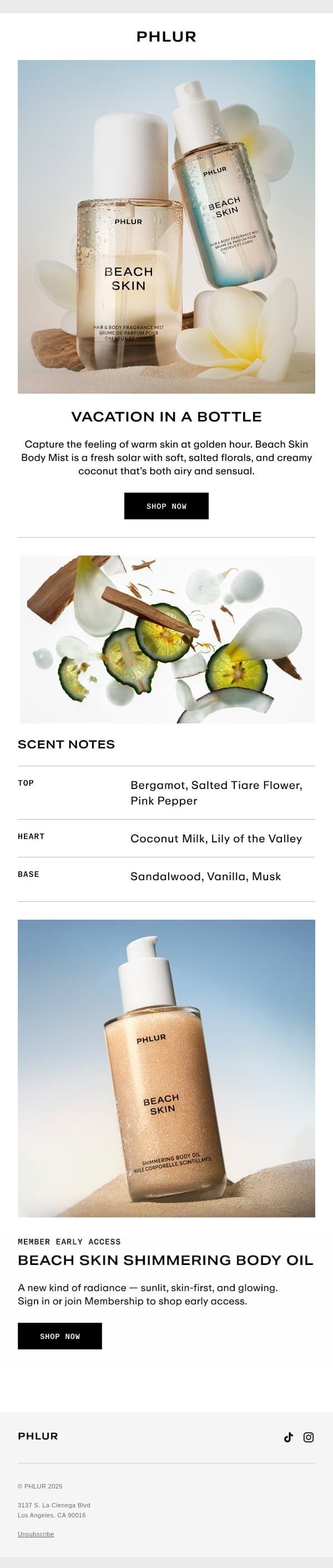 Smells Like Vacation email from Phlur screenshot