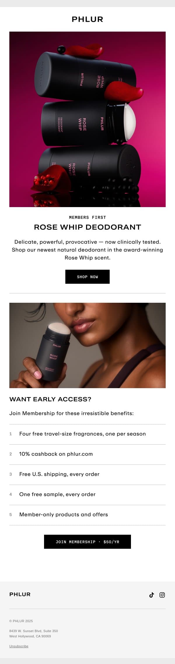 Shop Our Newest Deodorant First email from Phlur screenshot
