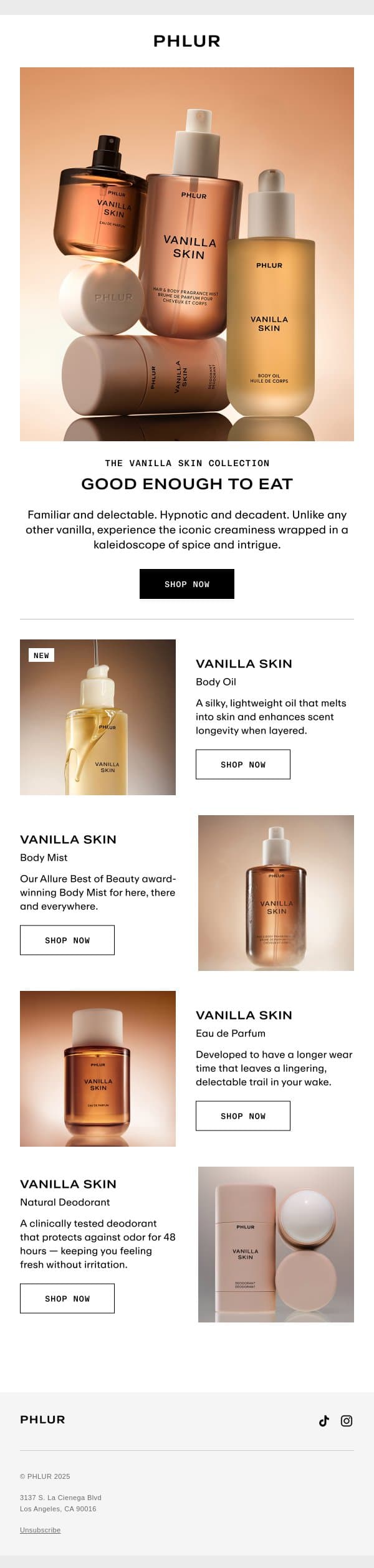 An Iconic, Creamy Vanilla email from Phlur screenshot