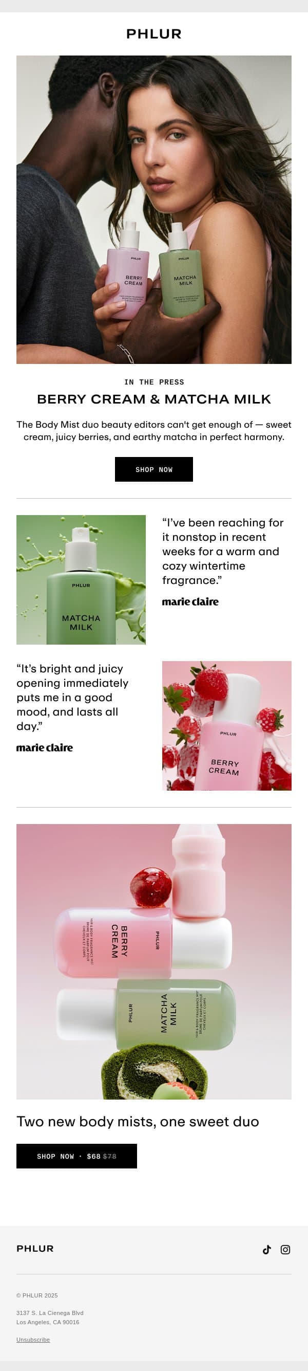 Editors Love This Sweet Duo email from Phlur screenshot