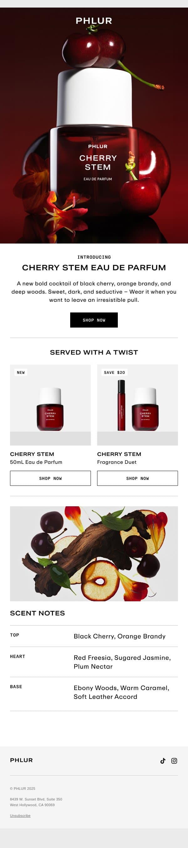 NEW: Cherry Stem Eau de Parfum email from Phlur screenshot