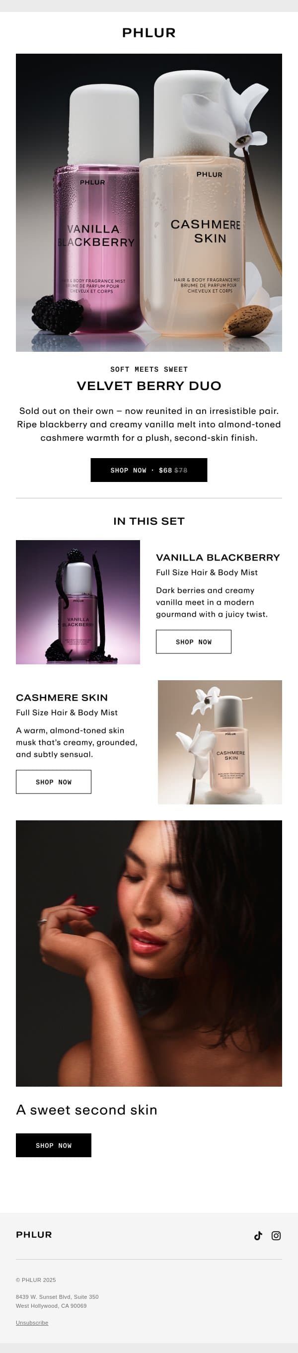 Layers of Sweet Warmth email from Phlur screenshot