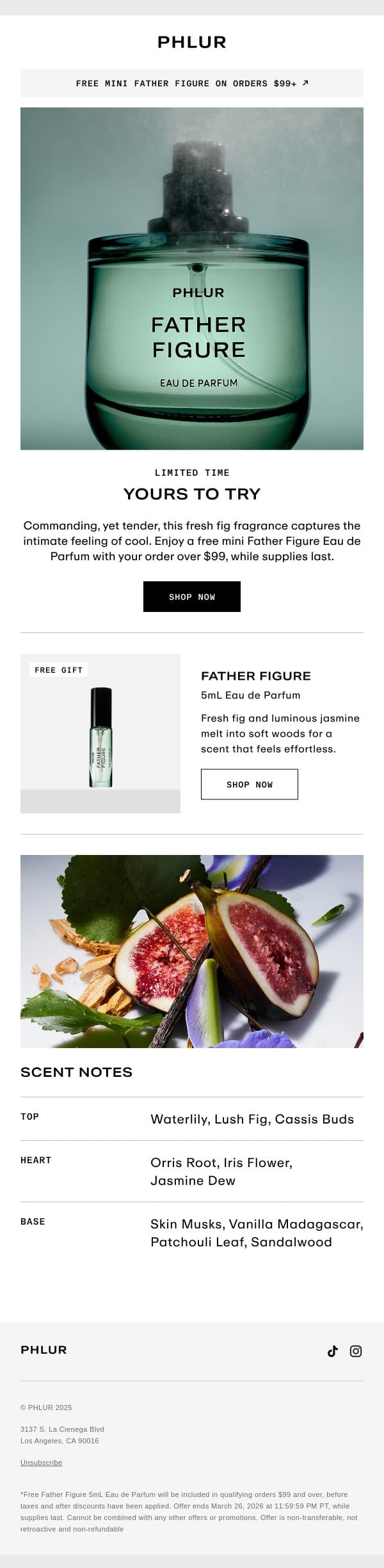 Limited Time: Free Mini Father Figure email from Phlur screenshot