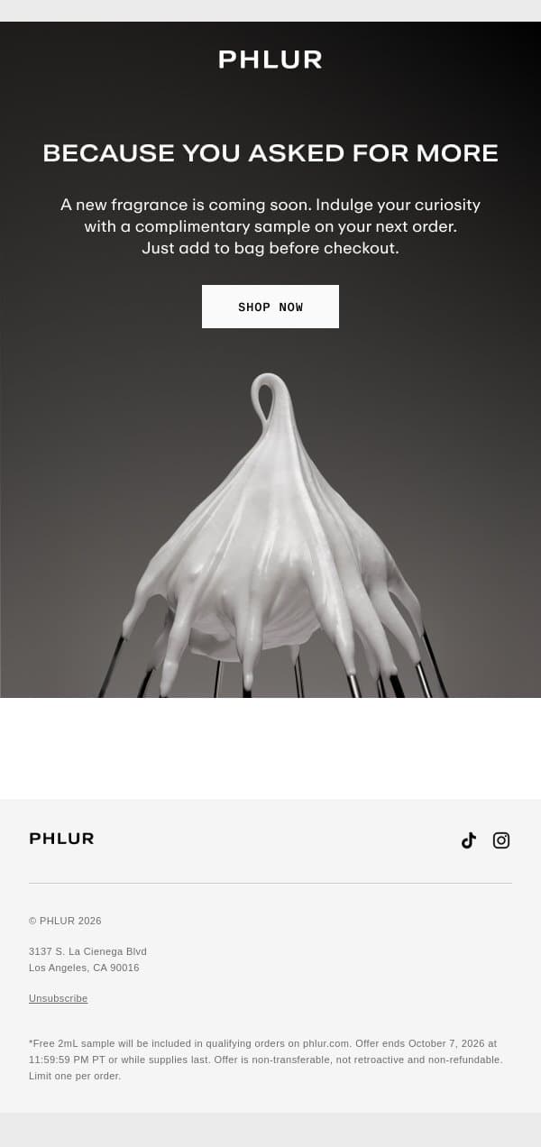 Your First Taste Of What’s Coming email from Phlur screenshot