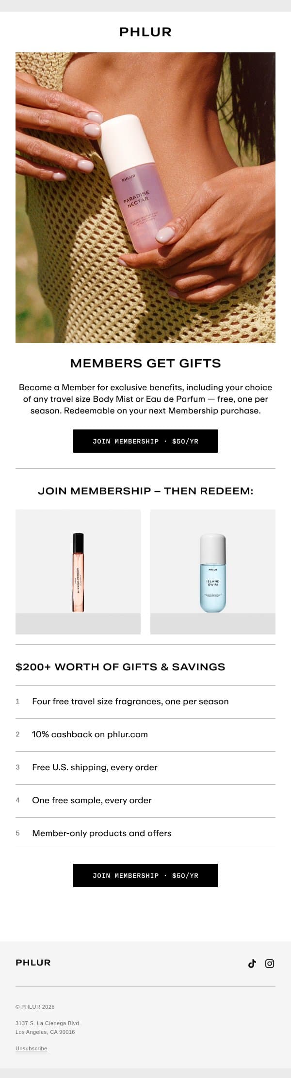 Want Free Fragrance? email from Phlur screenshot