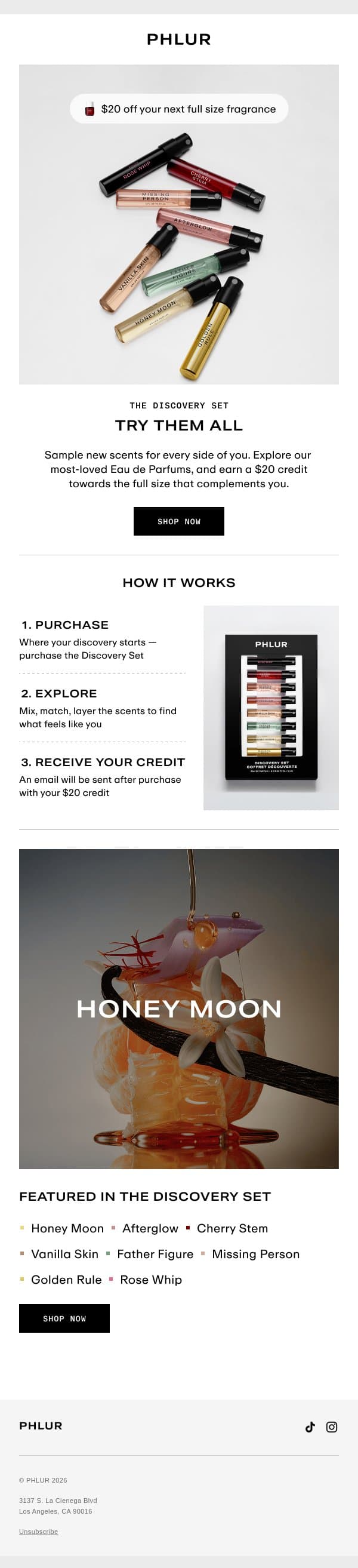 $20 Towards Your Favorite Fragrance email from Phlur screenshot