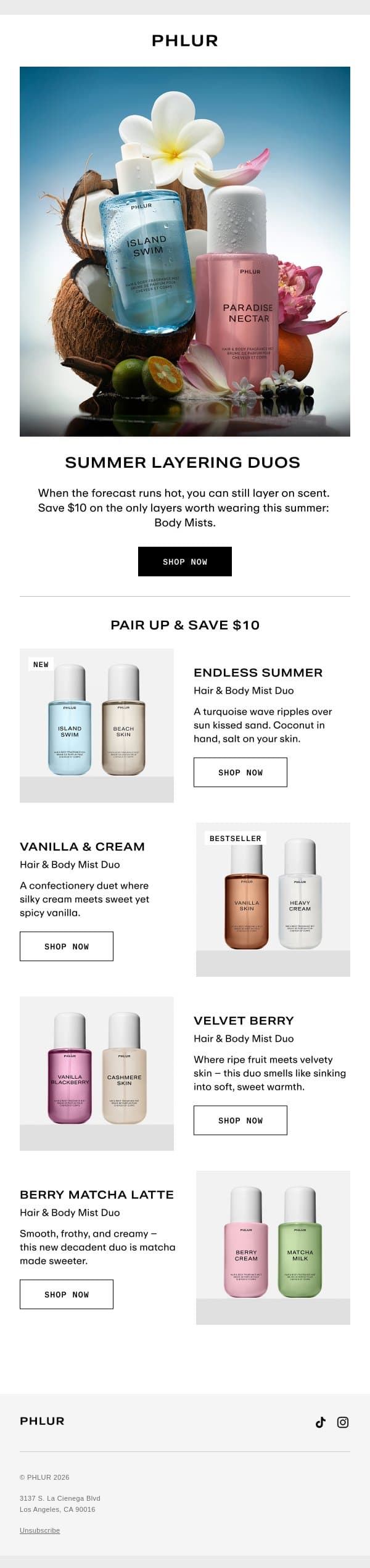 Spritz, Layer, Save $10 email from Phlur screenshot