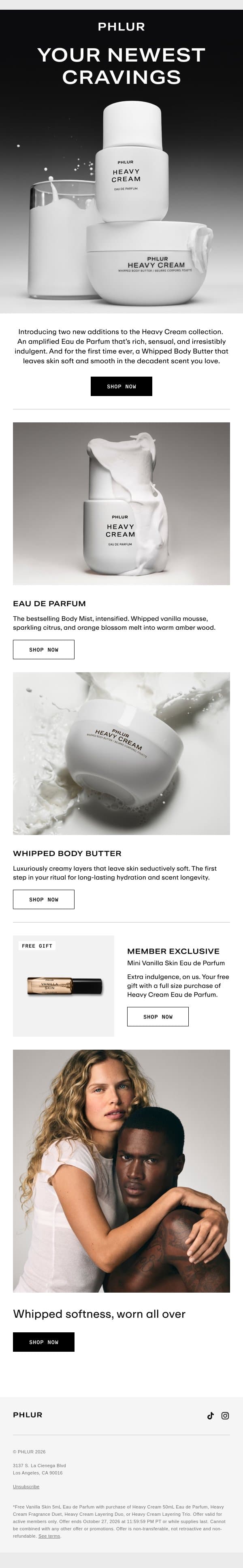 NEW: Heavy Cream Perfume & Body Butter email from Phlur screenshot