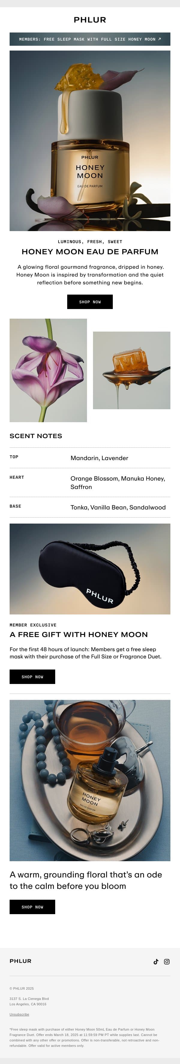 NEW: Honey Moon Eau de Parfum email from Phlur screenshot