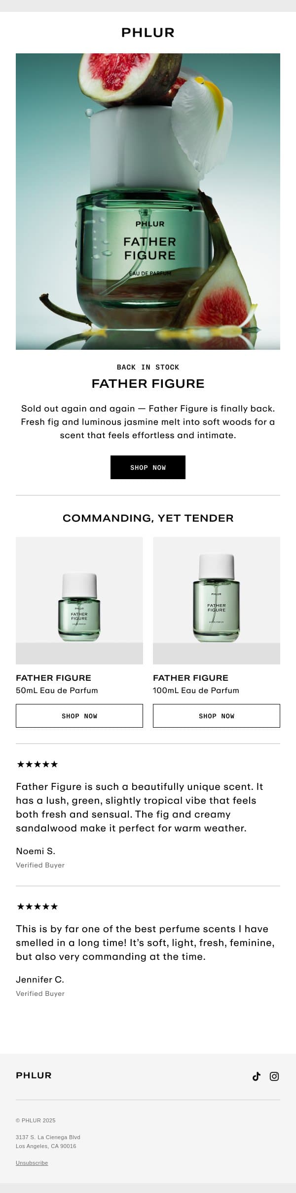 Father Figure is Back email from Phlur screenshot