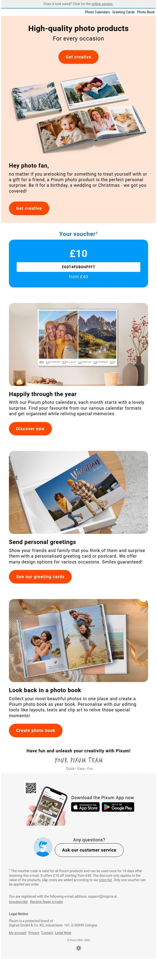 💕 We have an offer for you! email from Pixum screenshot