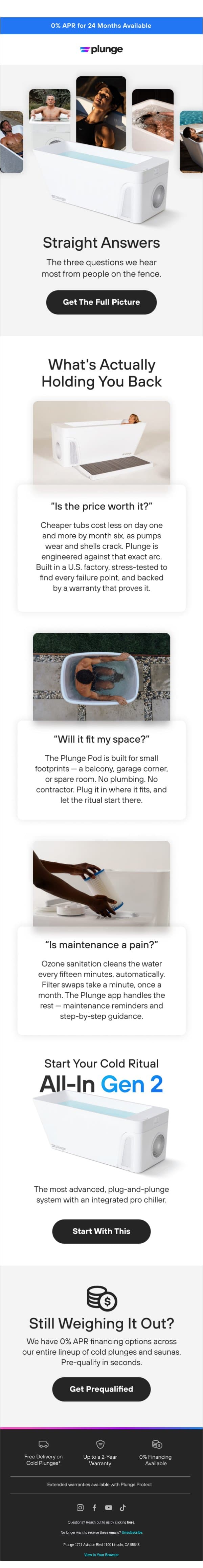 About That Hesitation. email from Plunge screenshot