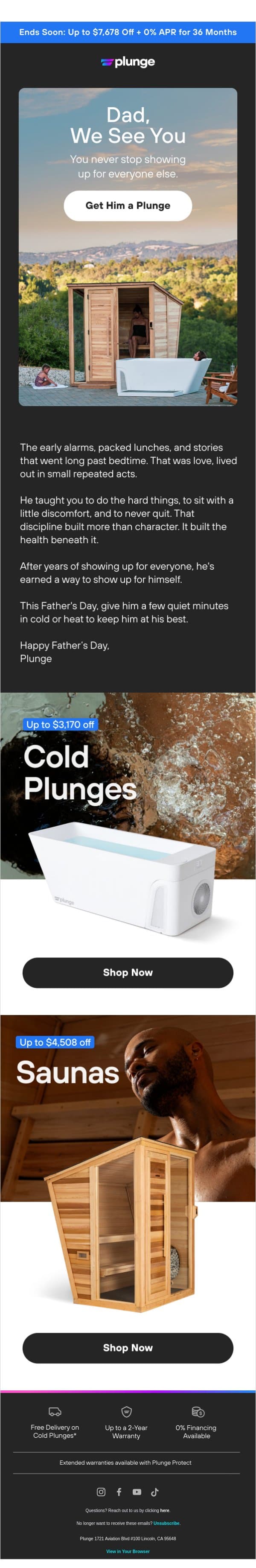 This One's for You, Dad email from Plunge screenshot