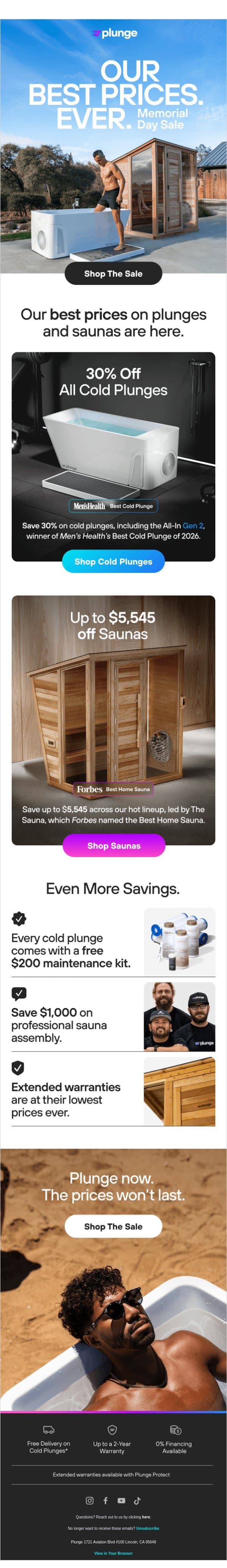Our best prices. Ever. email from Plunge screenshot