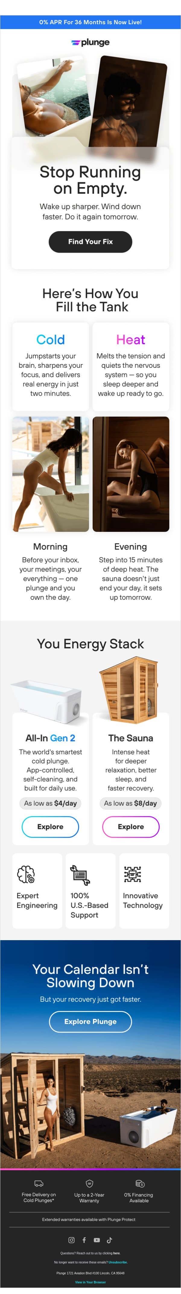 All Day Energy Requires Contrast Therapy email from Plunge screenshot