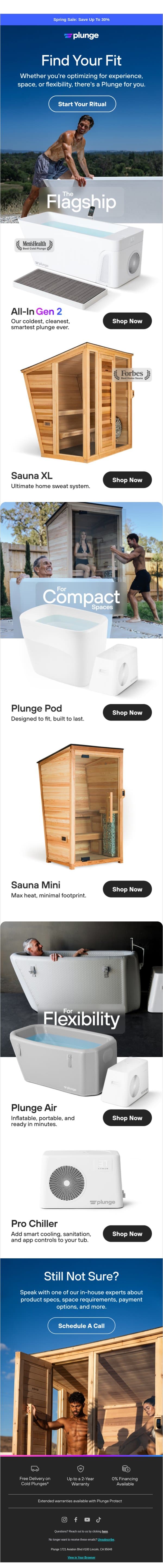 Find your fit. Start your ritual. email from Plunge screenshot