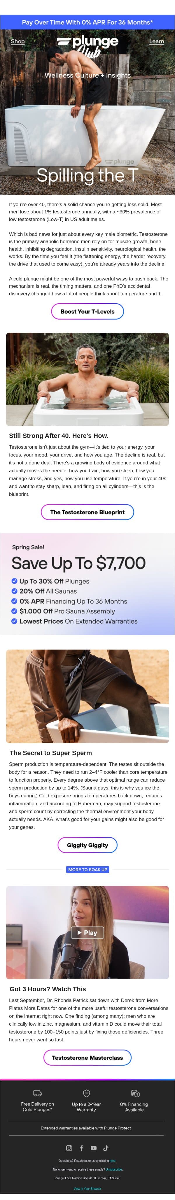 Plunge Club: How's Your Testosterone? email from Plunge screenshot