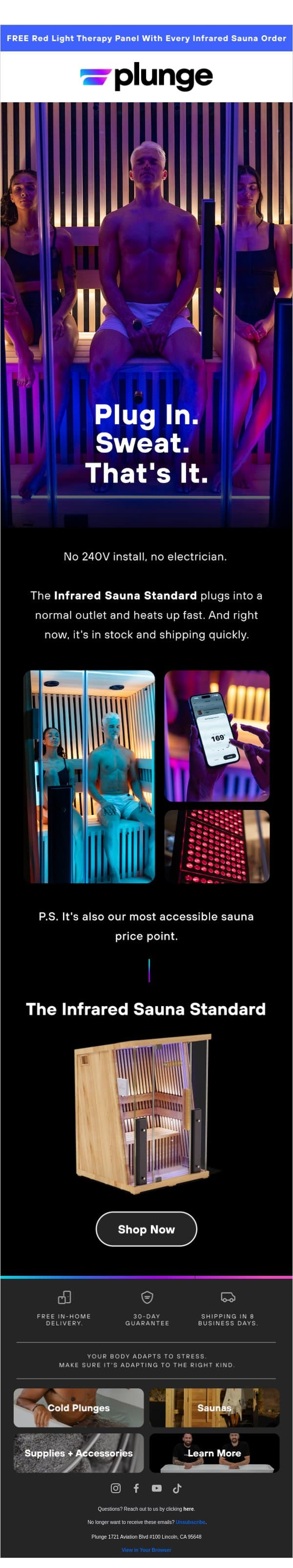 Meet the Infrared Standard: In Stock, Ships Fast. email from Plunge screenshot