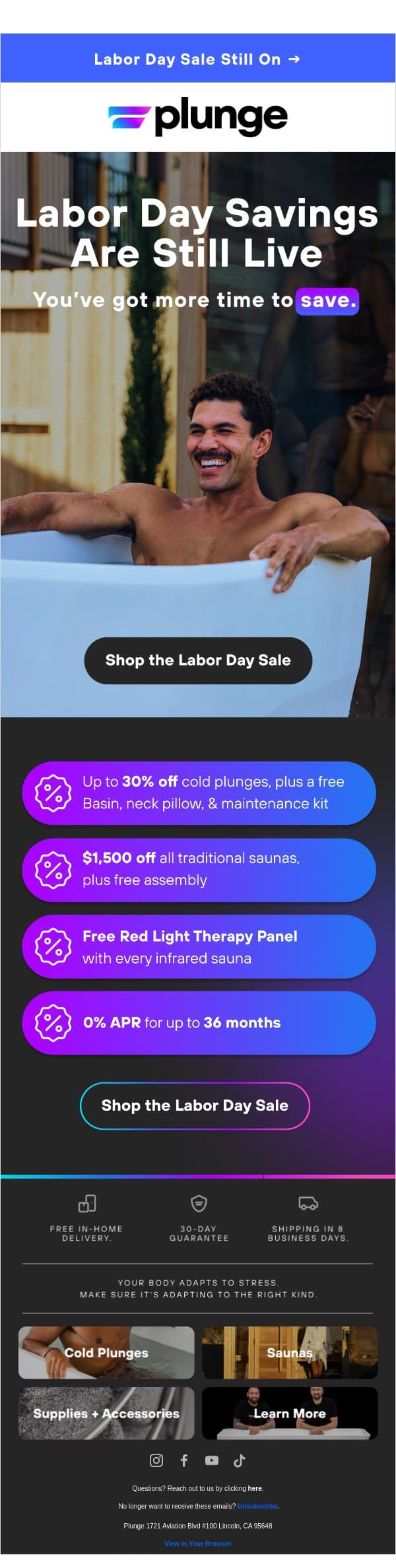 The Sale's Not Over Yet email from Plunge screenshot