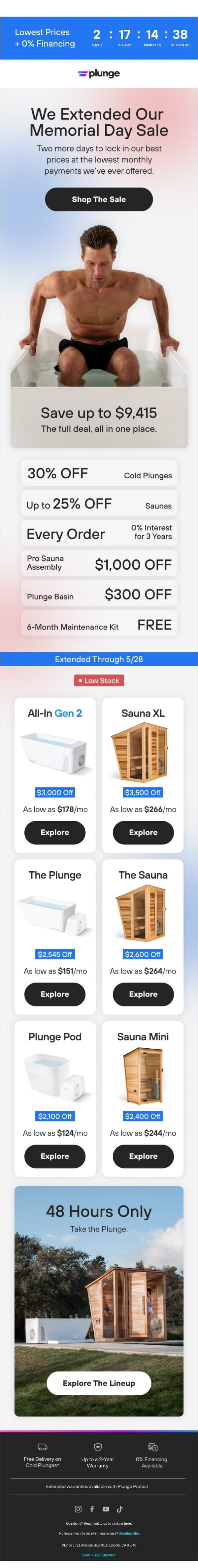 The Sale Is Back For 48 Hours email from Plunge screenshot