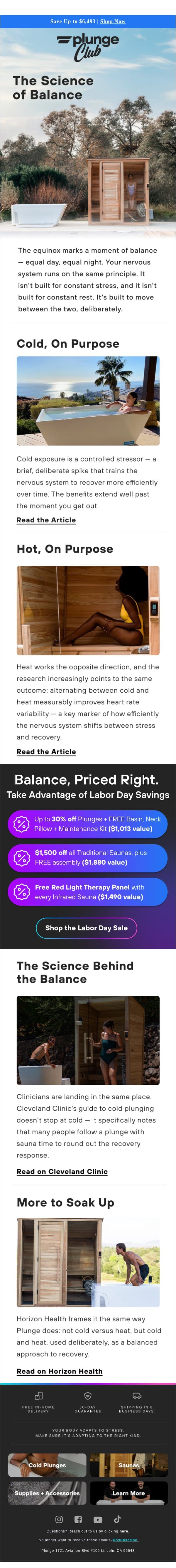 Plunge Club: The Science of Balance email from Plunge screenshot