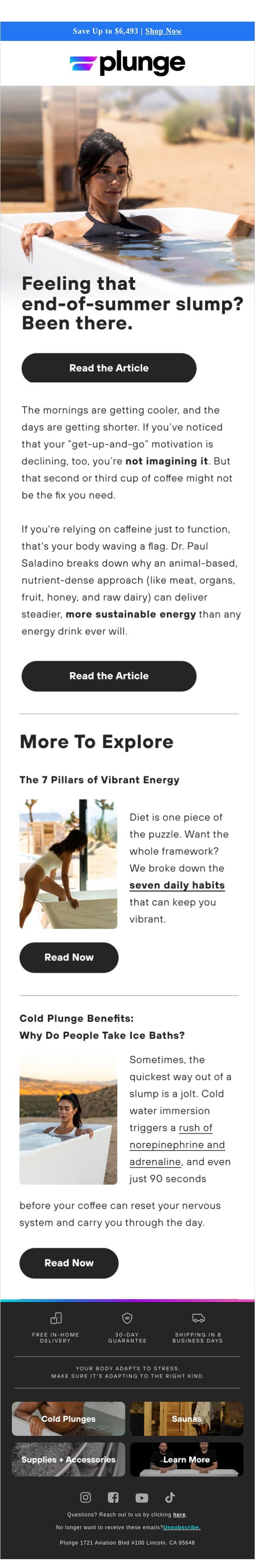 Your Weekly Dose of Cold + Heat Science email from Plunge screenshot