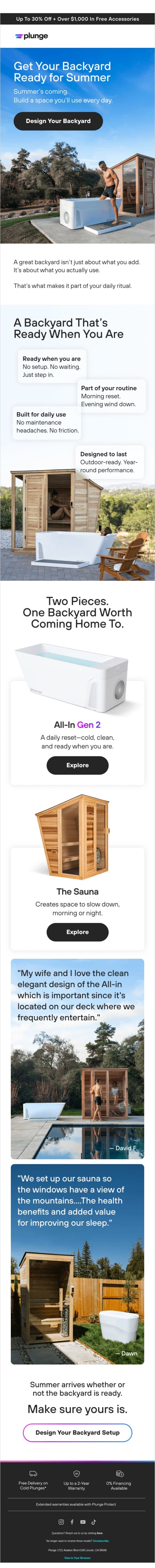 ️☀️ Summer Starts in the Backyard email from Plunge screenshot
