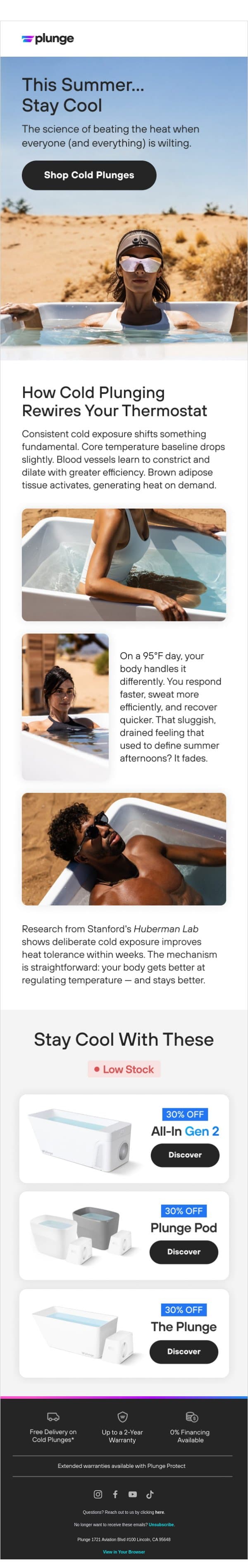 Beat the Heat for Good email from Plunge screenshot
