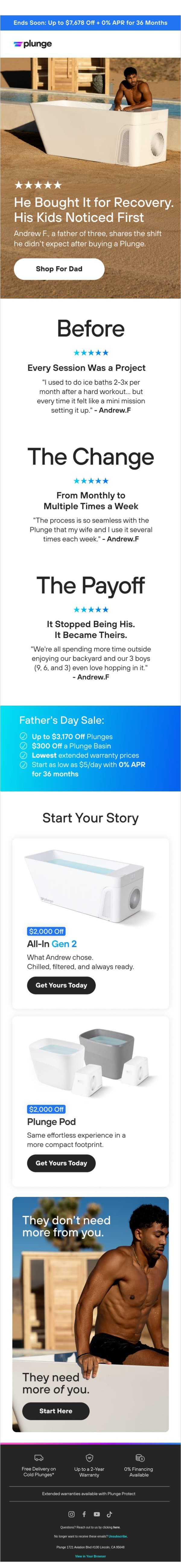 A Dad, Three Boys, & One Plunge email from Plunge screenshot