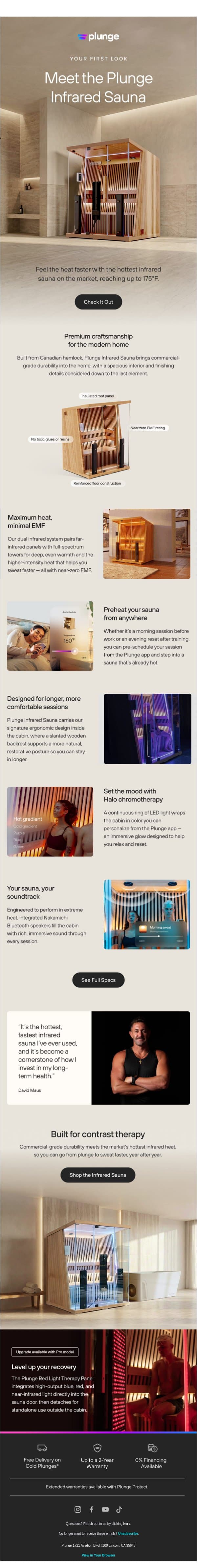 Meet the Plunge Infrared Sauna email from Plunge screenshot
