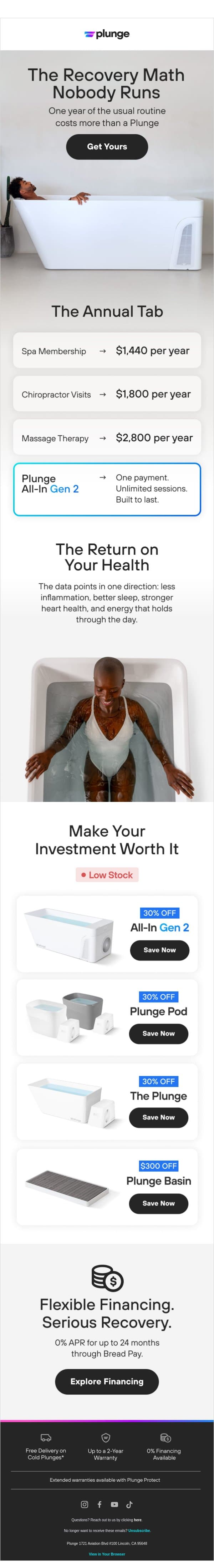 The Math on Owning a Plunge email from Plunge screenshot