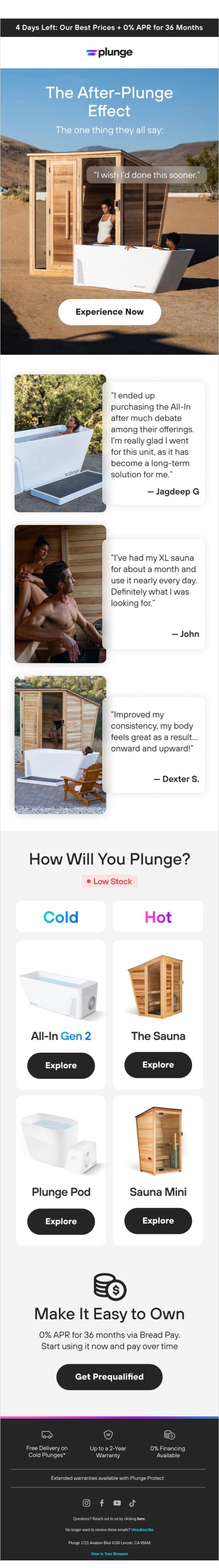 What Will You Say After Your First Plunge? email from Plunge screenshot