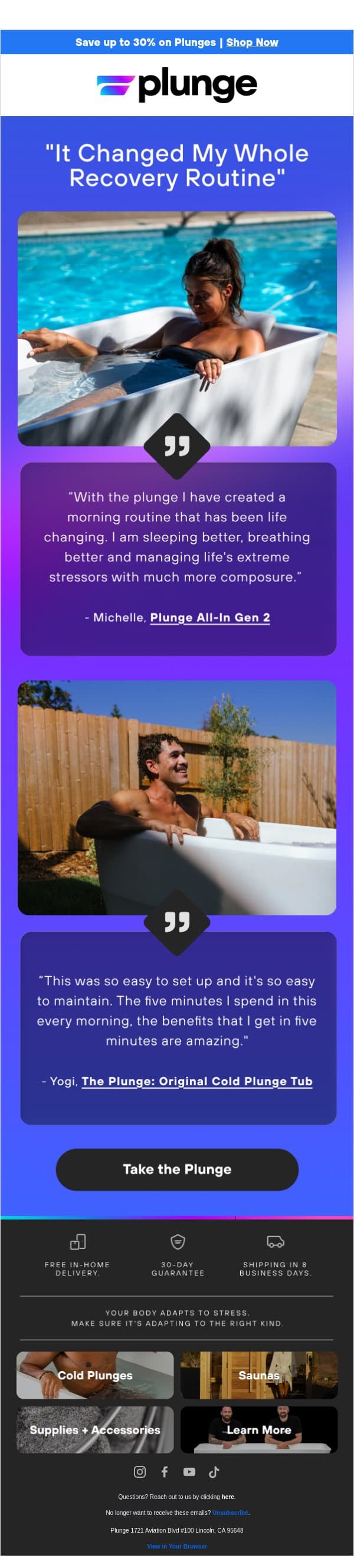 Real Stories: Our community on recovery email from Plunge screenshot