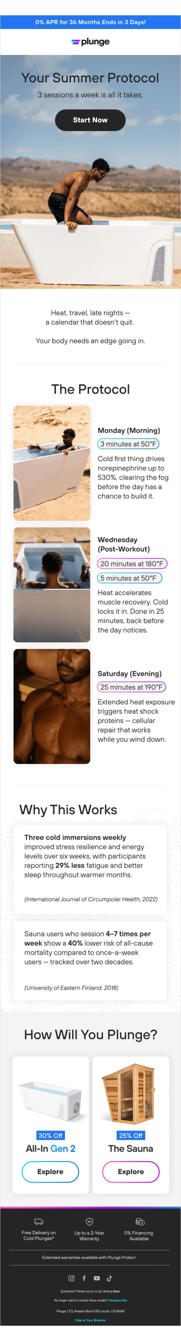 Your ‘Anti-Burnout’ Summer Protocol email from Plunge screenshot