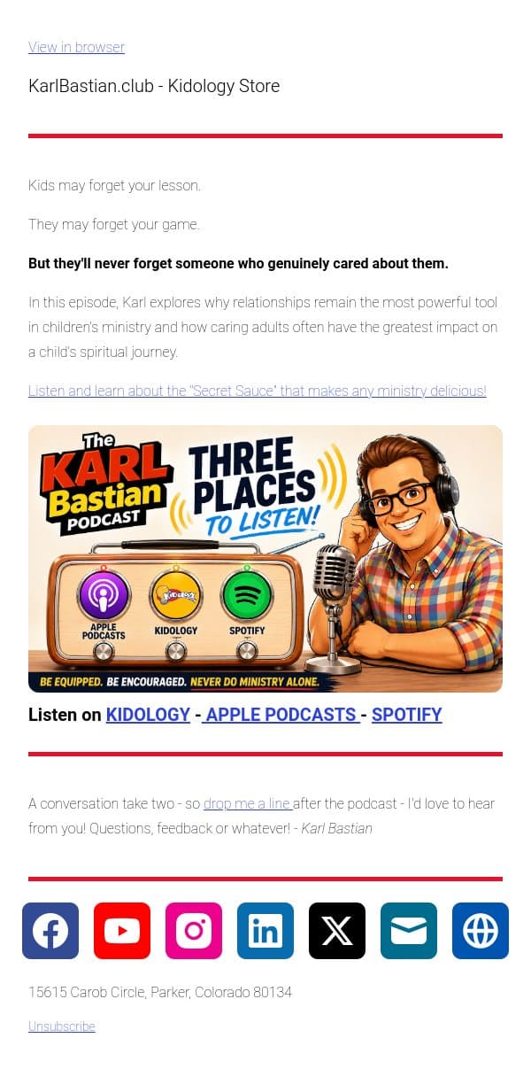 It's About Relationships. Period. email from Podia screenshot