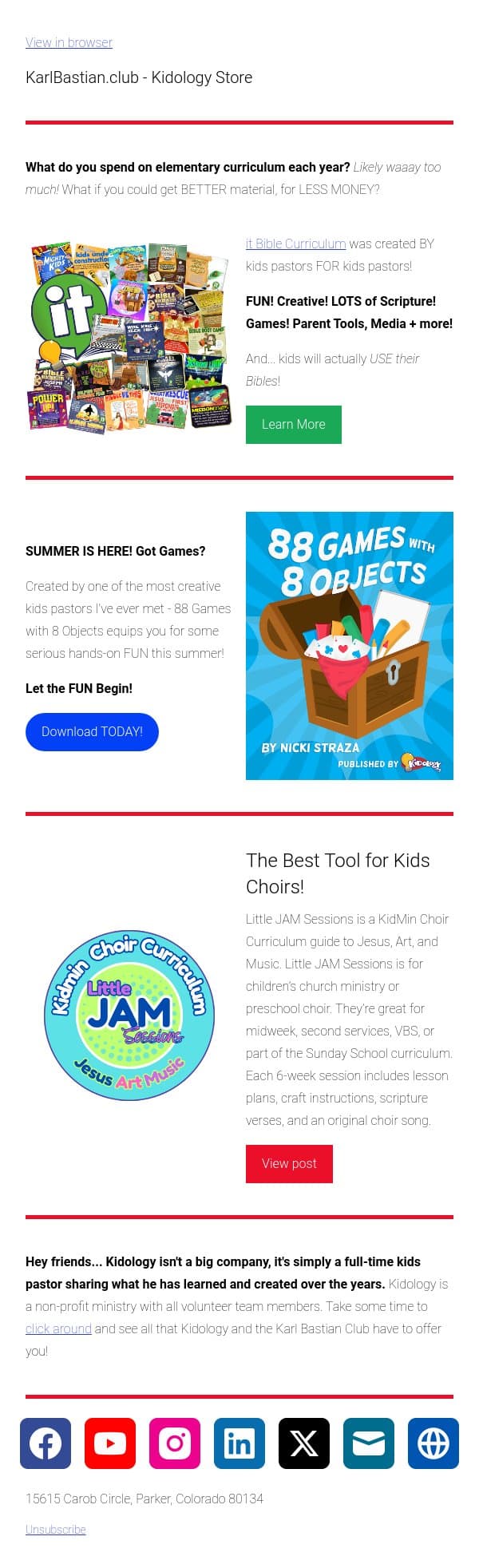 Check out these AMAZING resources for your kidmin! email from Podia screenshot