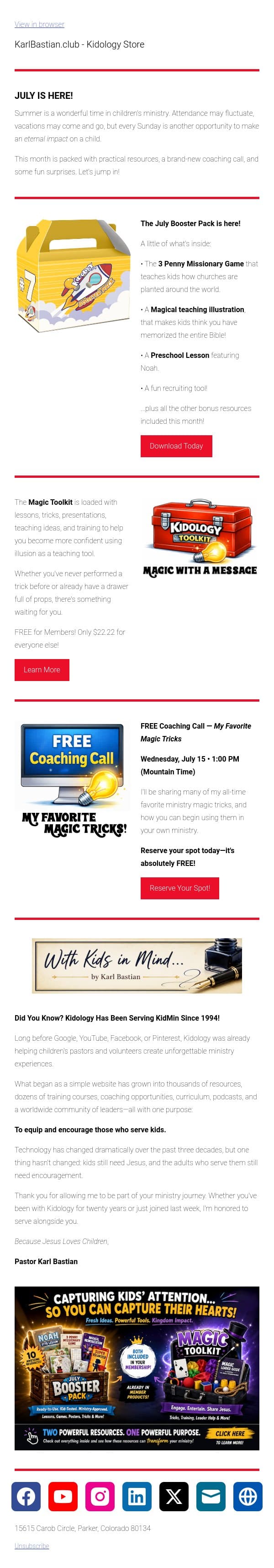 July is Here! New Magic, New Resources & a FREE Coaching Call! email from Podia screenshot