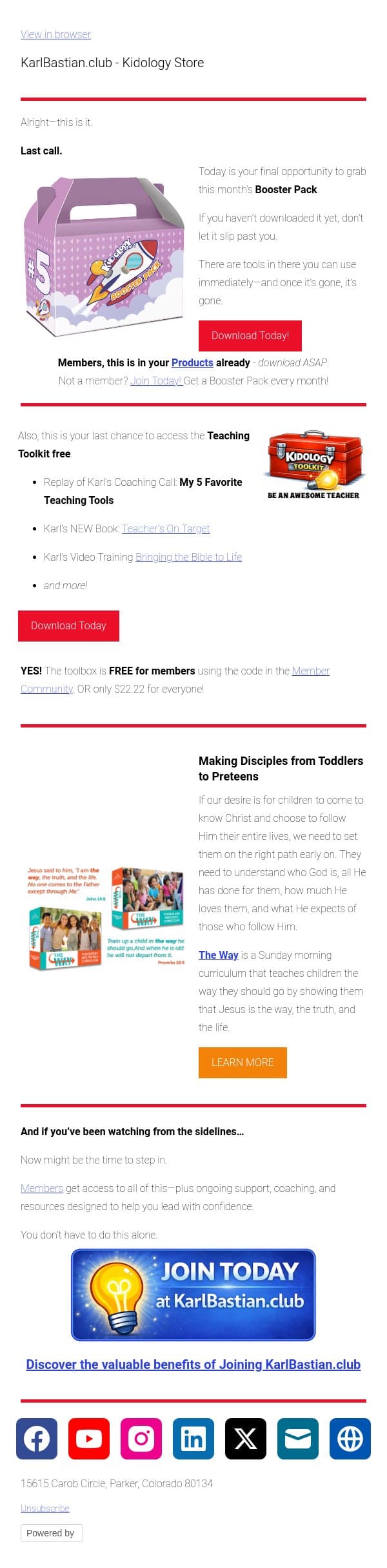 Last chance (don’t miss this) email from Podia screenshot