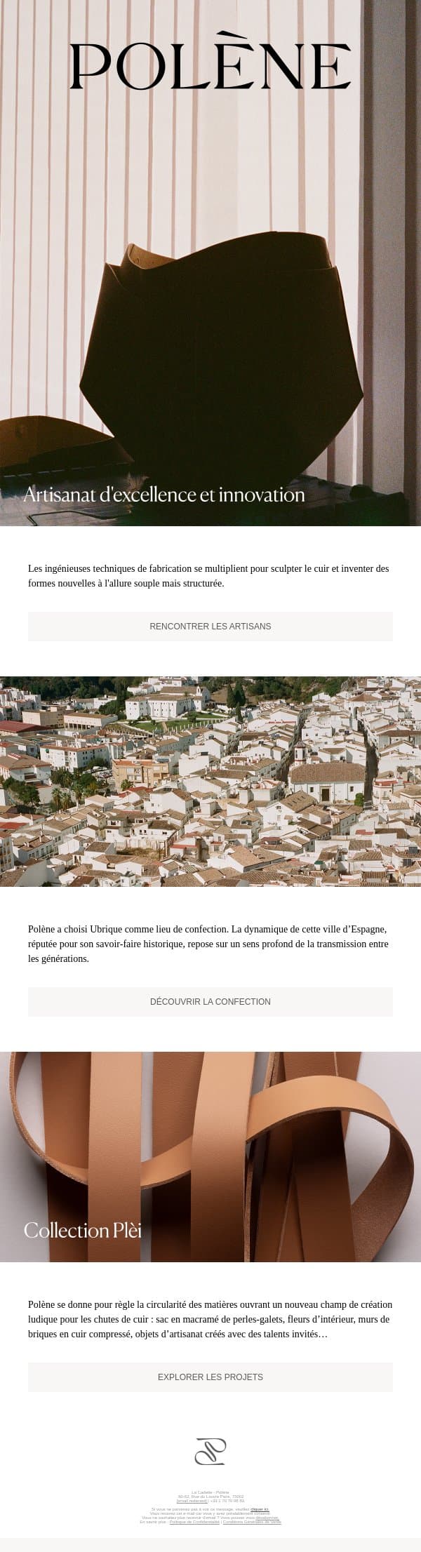 Découvrez le savoir-faire maroquinier email from Polène screenshot