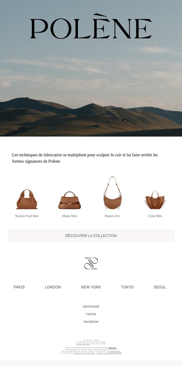 Les modèles emblématiques email from Polène screenshot