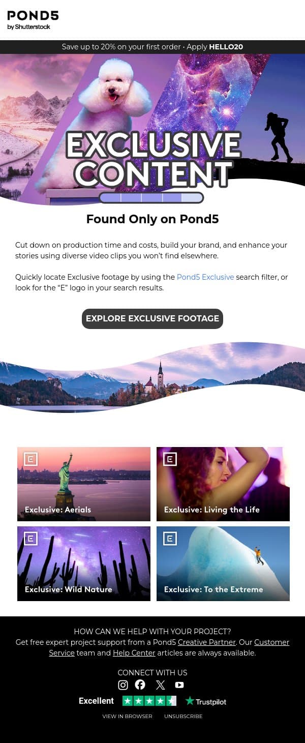 Exclusive Footage Found Only at Pond5 email from Pond5 screenshot