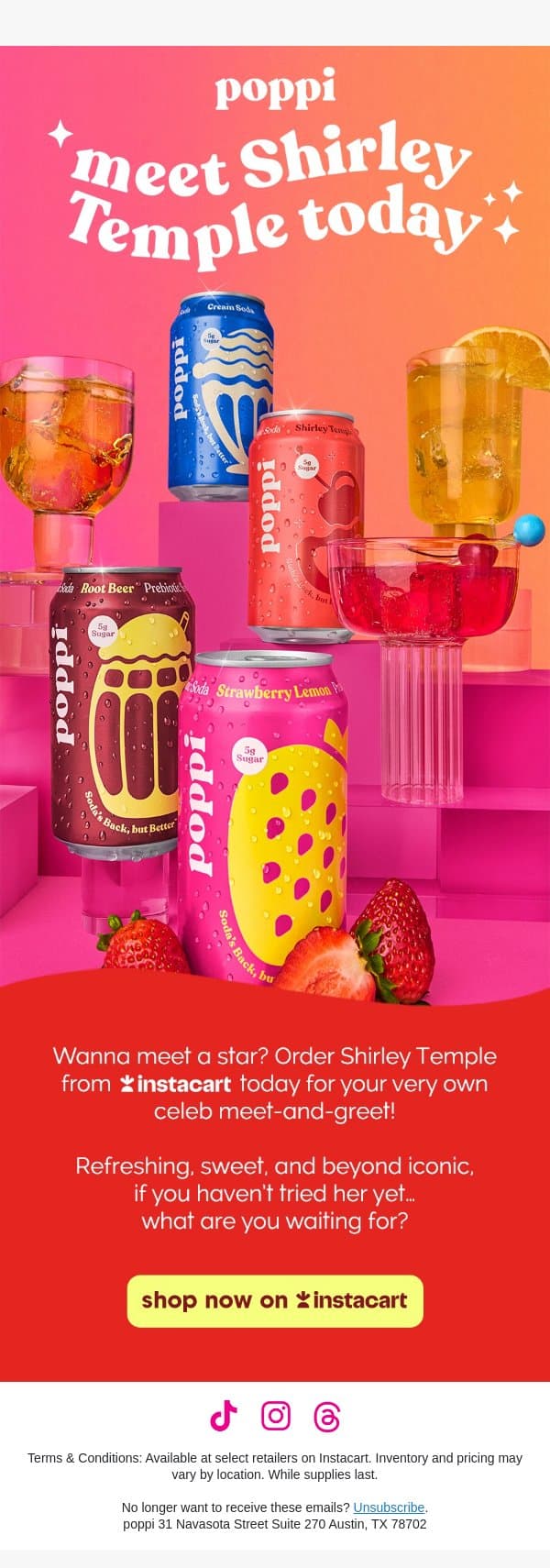 get 🍒 Shirley Temple 🍒 on Instacart! email from Poppi screenshot