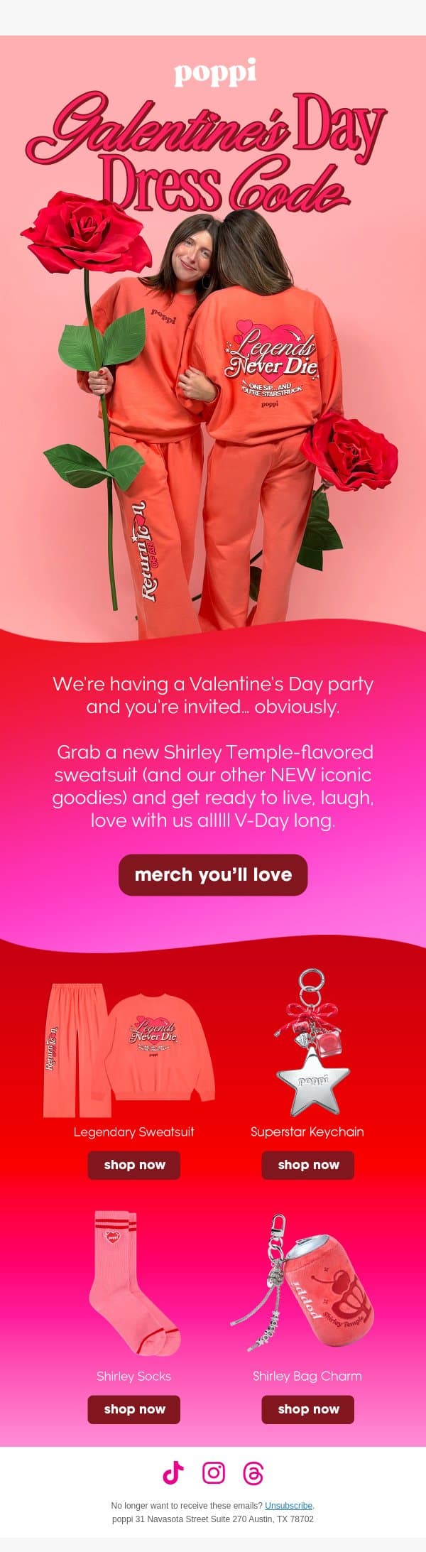 new merch bc we ❤️ u email from Poppi screenshot