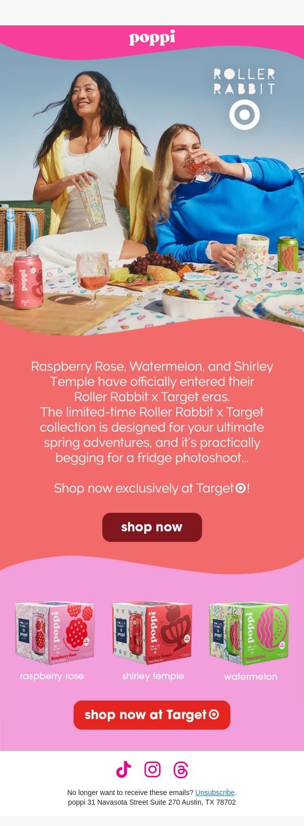 NEW Roller Rabbit x Target 4-packs!🥤🛒💞 email from Poppi screenshot