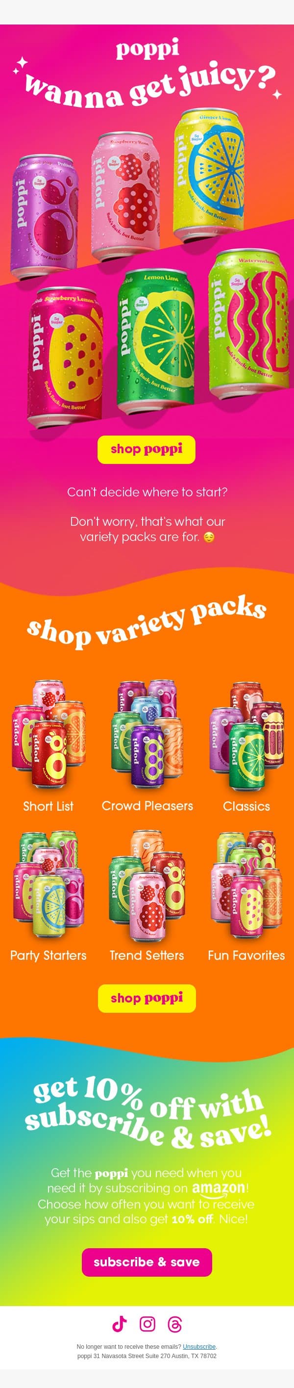 ready to find your new favorite? 🍒🍓🍇🍊 email from Poppi screenshot