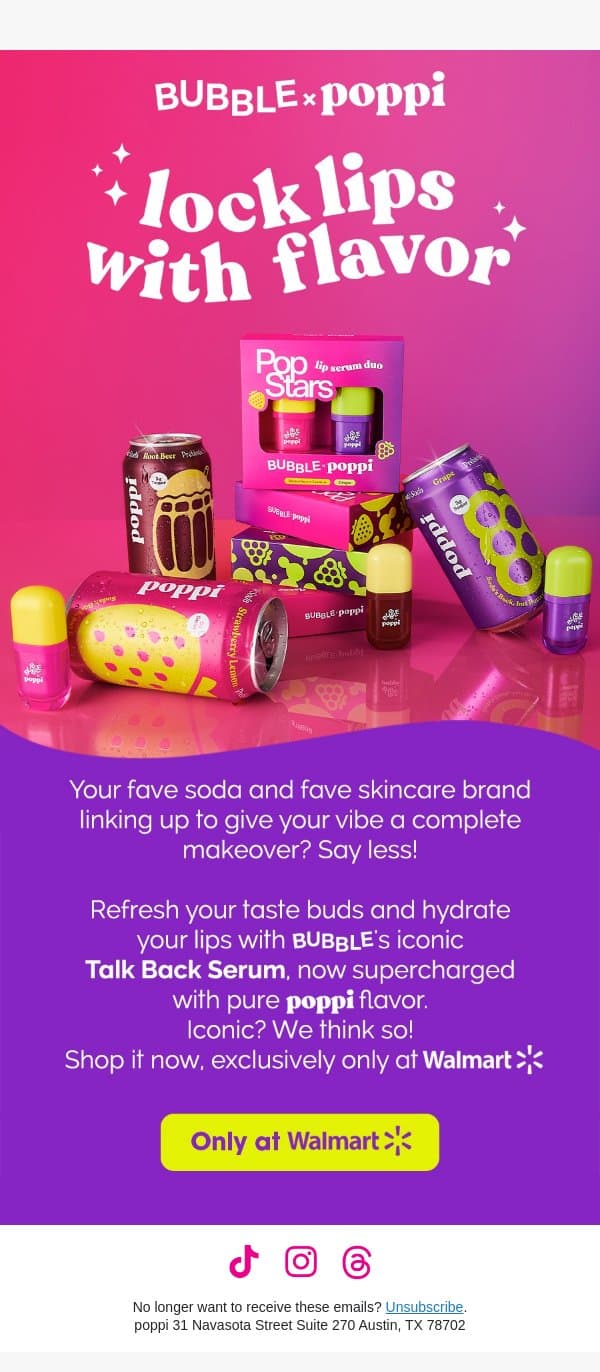 NEW: poppi x Bubble Talk Back Serum email from Poppi screenshot