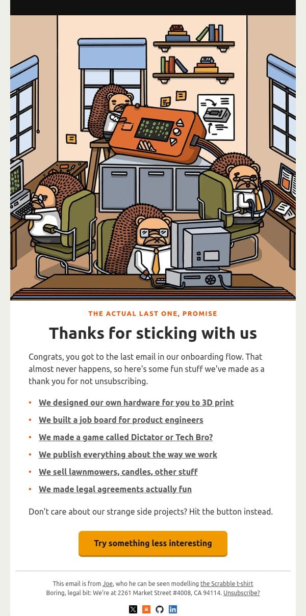 The last email we will ever send email from PostHog screenshot