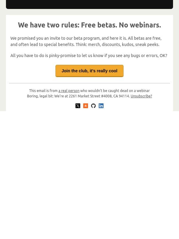 📮 Invite: Join our beta club! email from PostHog screenshot